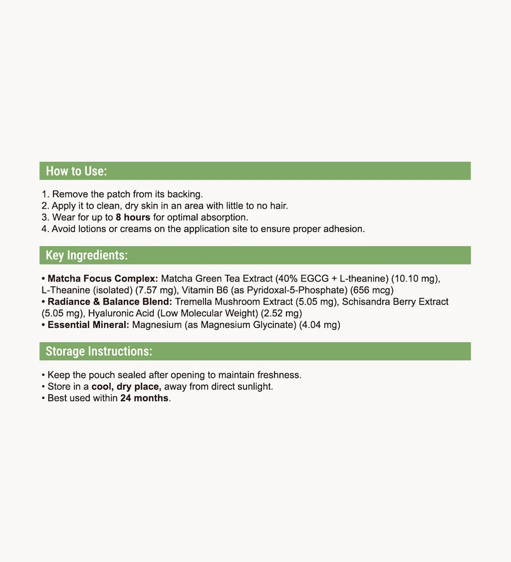 Matcha Patches – Focus, Glow & Innerlijke Balans Ondersteuning